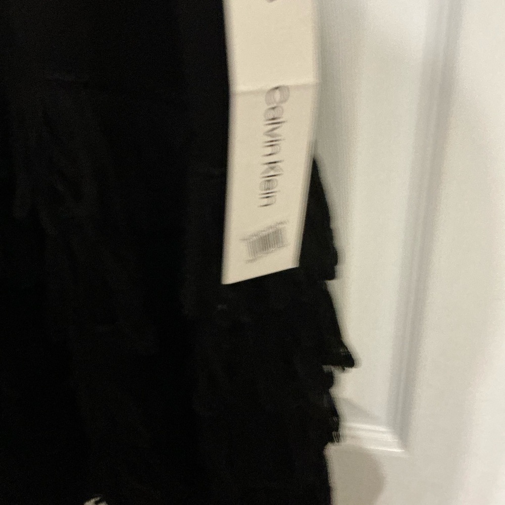Calvin Klein Black Long Sleeve Fringe Dress - Picture 3 of 5